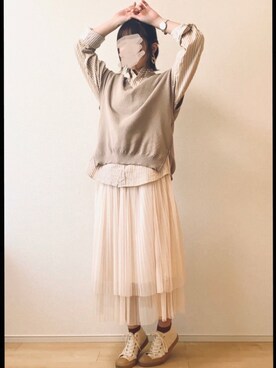 「MANUAL ALPHABET（マニュアル アルファベット）のアイテム」を使った、momoyoさん（レディース・158cm）の春コーディネート