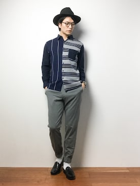 「fort point（フォーポイント）のアイテム（パンツ）」を使った、中嶋時男さん（メンズ・183cm）の冬コーディネート