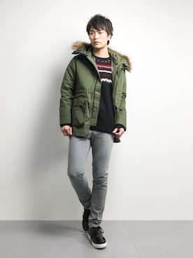 「アウトドアミックス」｜中嶋時男さん（メンズ・183cm）の冬コーディネート