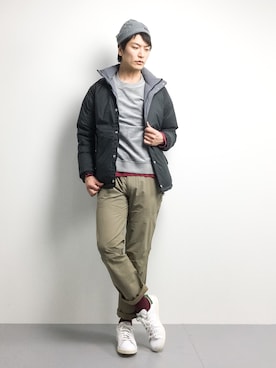 「SHIPS JET BLUE（シップスジェットブルー）のアイテム（Tシャツ/カットソー）」を使った、中嶋時男さん（メンズ・183cm）の冬コーディネート