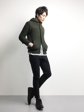 「MK MICHEL KLEIN HOMME （エムケーミッシェルクランオム）のアイテム（ブルゾン）」を使った、中嶋時男さん（メンズ・183cm）の冬コーディネート
