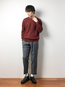 「CABANE de ZUCCa（カバンドズッカ）のアイテム」を使った、中嶋時男さん（メンズ・183cm）の冬コーディネート