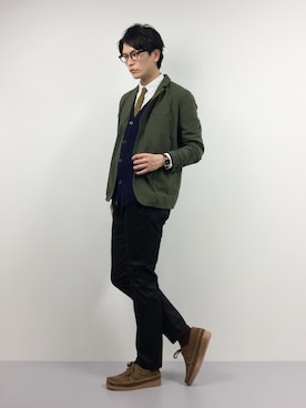 「417 EDIFICE（フォーワンセブンエディフィス）のアイテム（その他シューズ）」を使った、中嶋時男さん（メンズ・183cm）の冬コーディネート