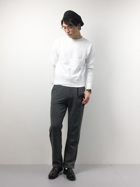 「CPH（シーピーエイチ）のアイテム（ハンチング/ベレー帽）」を使った、中嶋時男さん（メンズ・183cm）の春コーディネート