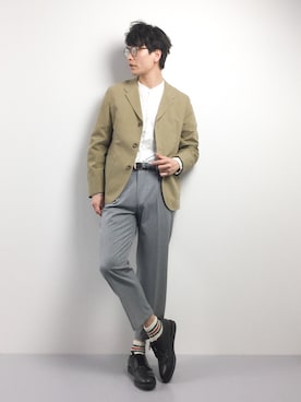 「WORK NOT WORK URBAN RESEARCH（ワークノットワークアーバンリサーチ）のアイテム（テーラードジャケット）」を使った、中嶋時男さん（メンズ・183cm）の春コーディネート