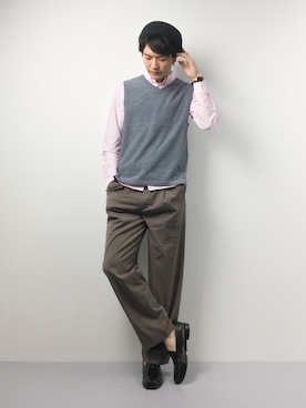 「Burner（バーナー）のアイテム（トップス）」を使った、中嶋時男さん（メンズ・183cm）の春コーディネート