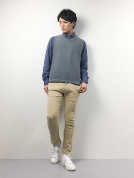 「BOLZONELLA（ボルゾネッラ）のアイテム」を使った、中嶋時男さん（メンズ・183cm）の春コーディネート