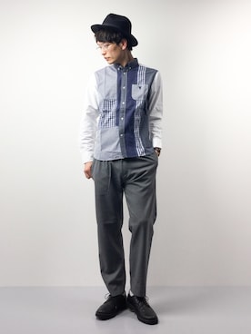 「サーモハット」｜中嶋時男さん（メンズ・183cm）の春コーディネート