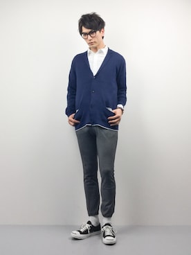 「Burner（バーナー）のアイテム（トップス）」を使った、中嶋時男さん（メンズ・183cm）の春コーディネート