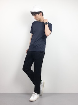 「COMME CA ISM（コムサイズム）のアイテム（スラックス）」を使った、中嶋時男さん（メンズ・183cm）の春コーディネート