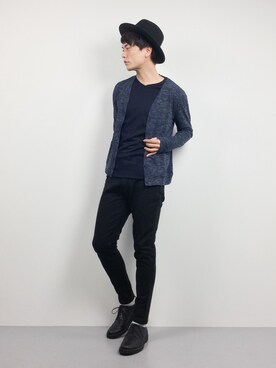 「blue」｜「アイテム（カーディガン/ボレロ）」を使った、中嶋時男さん（メンズ・183cm）の春コーディネート
