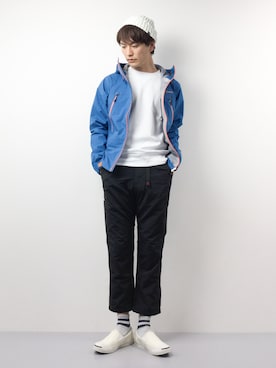 「TRANS CONTINENTS（トランスコンチネンツ）のアイテム（スウェット）」を使った、中嶋時男さん（メンズ・183cm）の春コーディネート