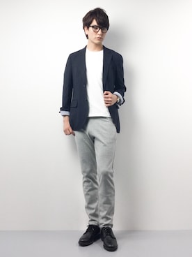 「MACKINTOSH PHILOSOPHY（ﾏｯｷﾝﾄｯｼｭ ﾌｨﾛｿﾌｨｰ）のアイテム」を使った、中嶋時男さん（メンズ・183cm）の春コーディネート