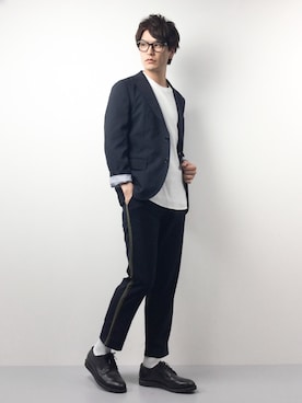 「MACKINTOSH PHILOSOPHY（ﾏｯｷﾝﾄｯｼｭ ﾌｨﾛｿﾌｨｰ）のアイテム」を使った、中嶋時男さん（メンズ・183cm）の春コーディネート