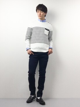 「LINE8（ラインエイト）のアイテム」を使った、中嶋時男さん（メンズ・183cm）の春コーディネート