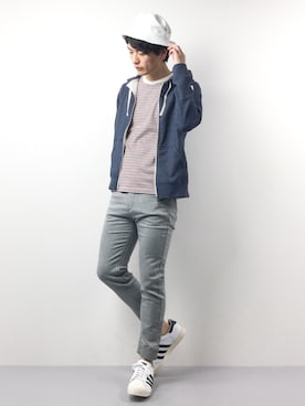 「SHIPS JET BLUE（シップスジェットブルー）のアイテム（Tシャツ/カットソー）」を使った、中嶋時男さん（メンズ・183cm）の春コーディネート