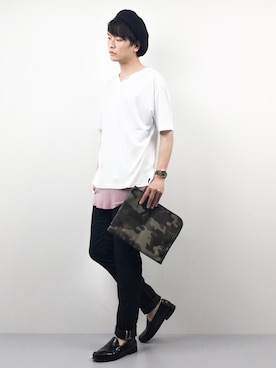 「BLACK LABEL CRESTBRIDGE（ブラックレーベル・クレストブリッジ）のアイテム（パンツ）」を使った、中嶋時男さん（メンズ・183cm）の春コーディネート