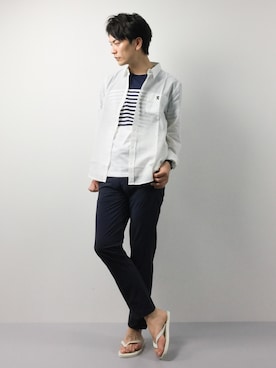 「REPIDO（リピード）のアイテム」を使った、中嶋時男さん（メンズ・183cm）の春コーディネート