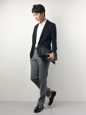 「MACKINTOSH PHILOSOPHY（ﾏｯｷﾝﾄｯｼｭ ﾌｨﾛｿﾌｨｰ）のアイテム」を使った、中嶋時男さん（メンズ・183cm）の春コーディネート
