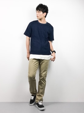 「SHIPS JET BLUE（シップスジェットブルー）のアイテム（Tシャツ/カットソー）」を使った、中嶋時男さん（メンズ・183cm）の春コーディネート
