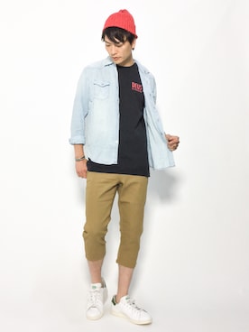 「URBAN RESEARCH Sonny Label（アーバンリサーチサニーレーベル）のアイテム（ニットキャップ/ビーニー）」を使った、中嶋時男さん（メンズ・183cm）の夏コーディネート