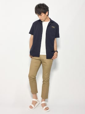 「slowgun（スロウガン）のアイテム」を使った、中嶋時男さん（メンズ・183cm）の夏コーディネート