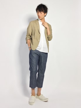 「SHIPS JET BLUE（シップスジェットブルー）のアイテム（ジャケット/アウター）」を使った、中嶋時男さん（メンズ・183cm）の夏コーディネート
