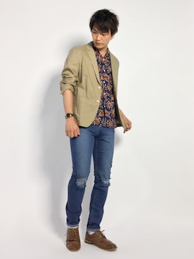 「SHIPS JET BLUE（シップスジェットブルー）のアイテム（ジャケット/アウター）」を使った、中嶋時男さん（メンズ・183cm）の夏コーディネート