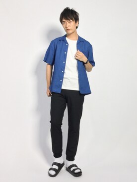 「SHIPS JET BLUE（シップスジェットブルー）のアイテム（シャツ/ブラウス）」を使った、中嶋時男さん（メンズ・183cm）の夏コーディネート