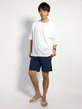 「EMMA NOVEMBER　（エマノーヴェンバー）のアイテム」を使った、中嶋時男さん（メンズ・183cm）の夏コーディネート