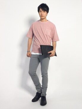 チノパンツを使った ピンク グレー のメンズ人気ファッションコーディネート ユーザー ショップスタッフ Wear