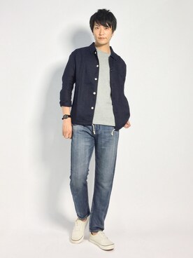 「AZUL by moussy（アズールバイマウジー）のアイテム」を使った、中嶋時男さん（メンズ・183cm）の夏コーディネート
