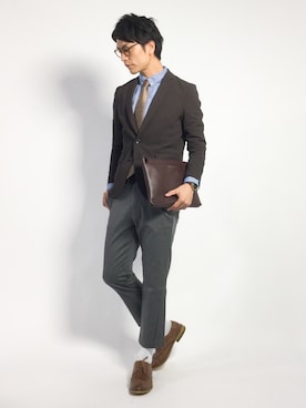「SHIPS JET BLUE（シップスジェットブルー）のアイテム（パンツ）」を使った、中嶋時男さん（メンズ・183cm）の夏コーディネート