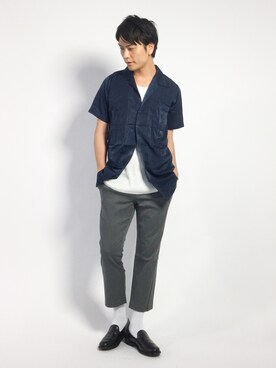 「SHIPS JET BLUE（シップスジェットブルー）のアイテム（パンツ）」を使った、中嶋時男さん（メンズ・183cm）の夏コーディネート