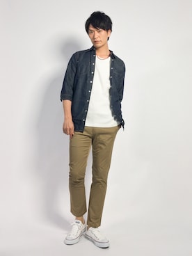 「SABLE CLUTCH（セーブルクラッチ）のアイテム」を使った、中嶋時男さん（メンズ・183cm）の秋コーディネート