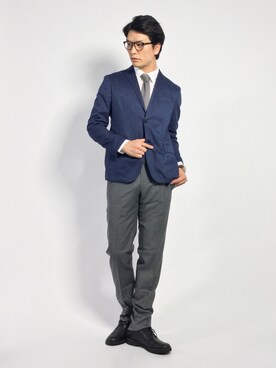 「BEAMS F（ビームスエフ）のアイテム（パンツ）」を使った、中嶋時男さん（メンズ・183cm）の秋コーディネート