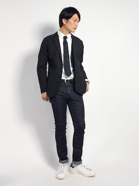 「n(n) BY NUMBER (N)INE（エヌエヌバイナンバーナイン）のアイテム（パンツ）」を使った、中嶋時男さん（メンズ・183cm）の秋コーディネート