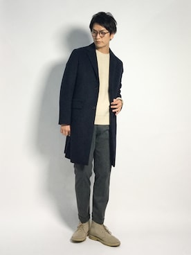 「URBAN RESEARCH（アーバンリサーチ）のアイテム（チェスターコート）」を使った、中嶋時男さん（メンズ・183cm）の秋コーディネート