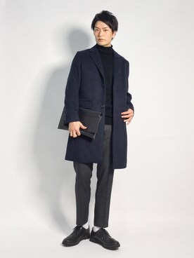 「URBAN RESEARCH（アーバンリサーチ）のアイテム（チェスターコート）」を使った、中嶋時男さん（メンズ・183cm）の秋コーディネート