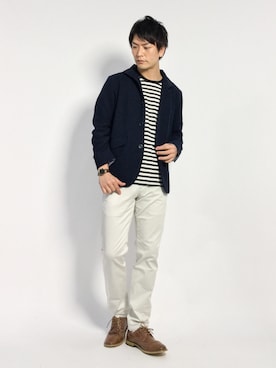 「SHIPS JET BLUE（シップスジェットブルー）のアイテム（ブルー系）」を使った、中嶋時男さん（メンズ・183cm）の秋コーディネート