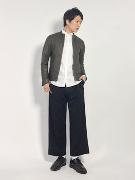 「JOURNAL STANDARD relume（ジャーナルスタンダード　レリューム）のアイテム（ライダースジャケット）」を使った、中嶋時男さん（メンズ・183cm）の秋コーディネート