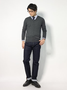 「INASTUDIOS（イーナストゥディオス）のアイテム」を使った、中嶋時男さん（メンズ・183cm）の秋コーディネート