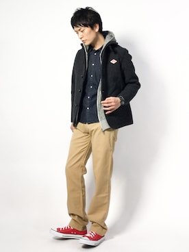 「赤コンバース」｜「アイテム（ブルゾン）」を使った、中嶋時男さん（メンズ・183cm）の秋コーディネート