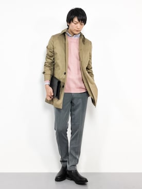 「NANO universe（ナノユニバース）のアイテム（トレンチコート）」を使った、中嶋時男さん（メンズ・183cm）の秋コーディネート
