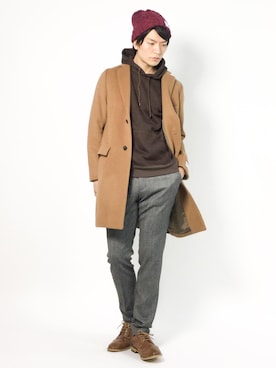 「カジュアルダウン」｜「アイテム（チェスターコート）」を使った、中嶋時男さん（メンズ・183cm）の冬コーディネート