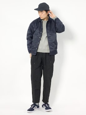 「WEGO（ウィゴー）のアイテム（ナイロンジャケット）」を使った、中嶋時男さん（メンズ・183cm）の冬コーディネート