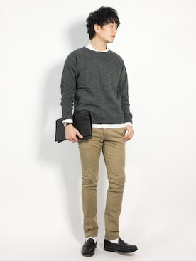 「SABLE CLUTCH（セーブルクラッチ）のアイテム」を使った、中嶋時男さん（メンズ・183cm）の冬コーディネート