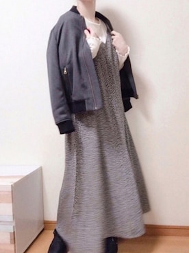 「小花柄ワンピース」｜「アイテム（ジャケット/アウター）」を使った、𝙢𝙖𝙞𝙢𝙖𝙞さん（レディース・149cm）の秋コーディネート