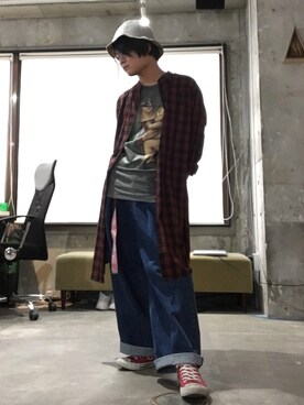 「GU（ジーユー）のアイテム（シャツワンピース）」を使った、ピンキーさん（メンズ・166cm）の秋コーディネート