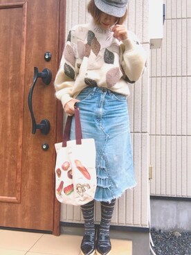 「リメイクデニム」｜「アイテム（レッグウェア）」を使った、ma.さん（レディース・152cm）の秋コーディネート